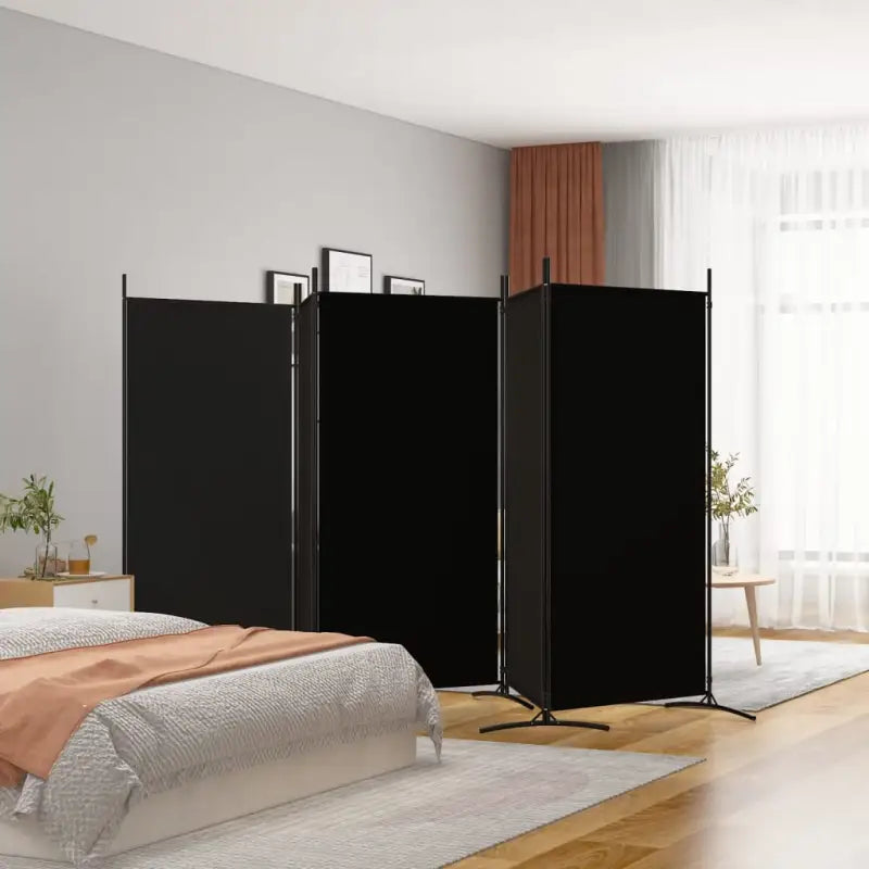Kamerscherm voor het verdelen van een kamer en privacy - Zwart / 433 x 180 cm - Kamerschermen