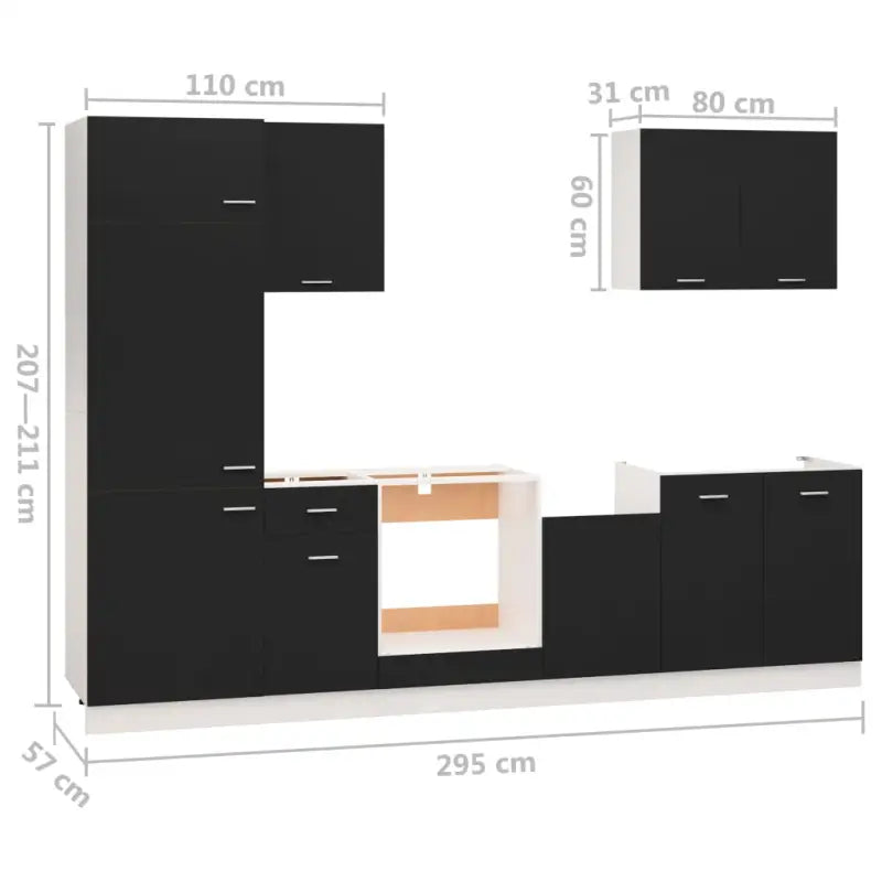 Keukenkasten set met bewerkt hout en eenvoudig ontwerp voor orde in de keuken - Keukenkasten