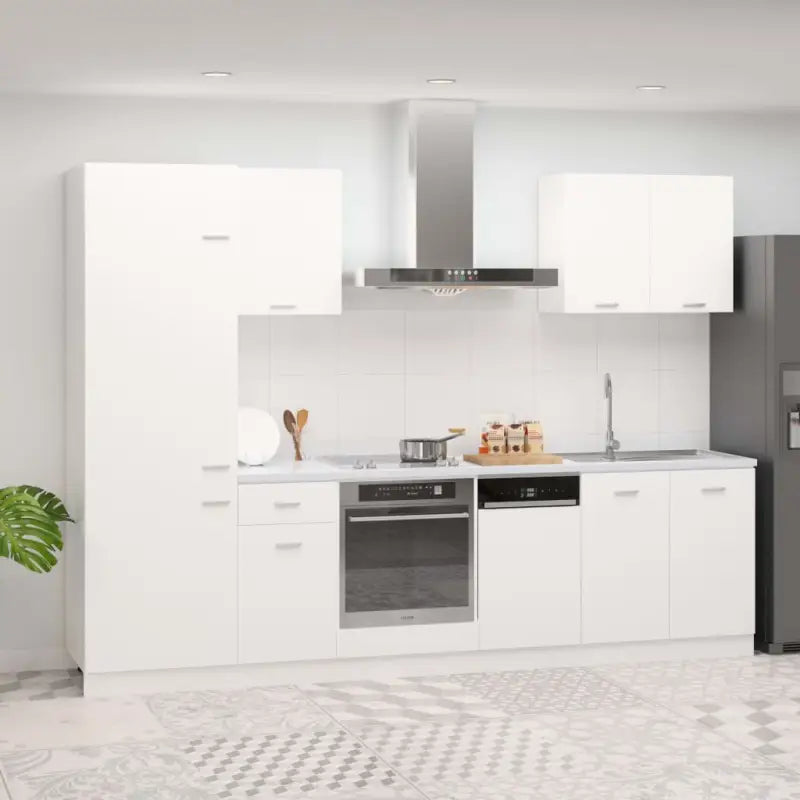 Keukenkasten set met bewerkt hout en eenvoudig ontwerp voor orde in de keuken - Wit / 1 - Keukenkasten