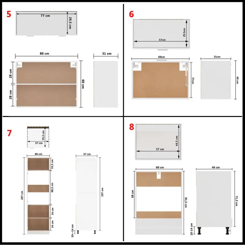 Keukenkasten set met eenvoudig ontwerp en bewerkt hout voor georganiseerde keuken - 1 / zonder aanrechtblad
