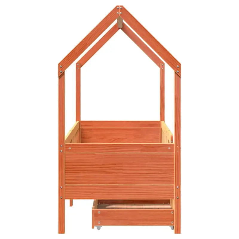Kinderbed met huisje in massief grenenhout en open dakstructuur - Bedden & bedframes