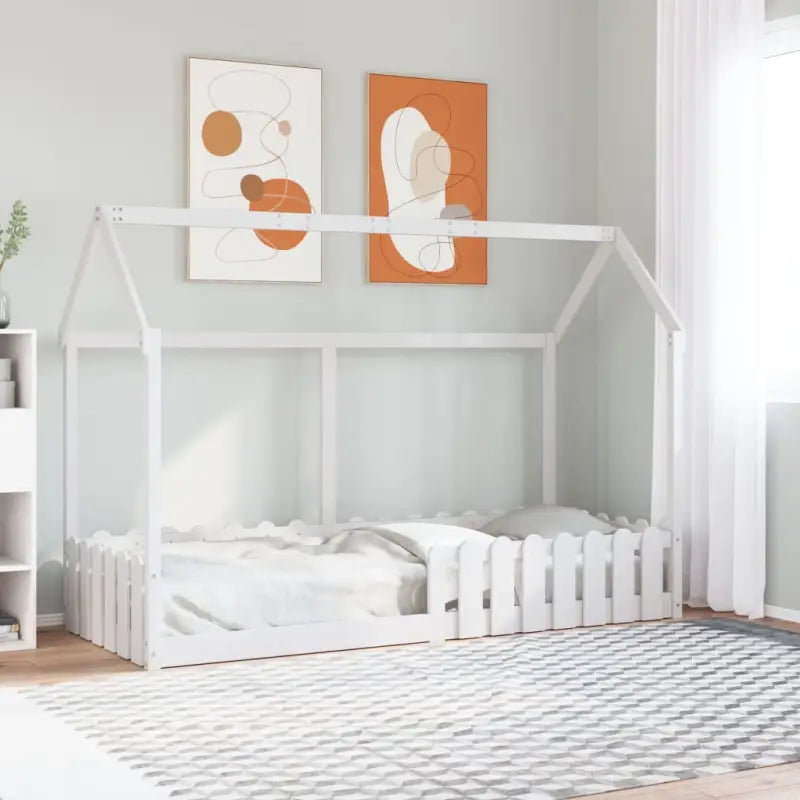 Kinderbed met open dakstructuur van massief grenenhout - Wit / 80 x 200 cm - Bedden & bedframes