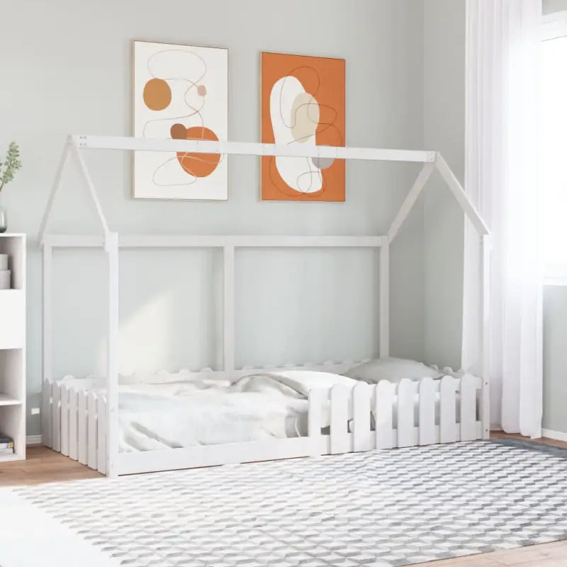 Kinderbed met open dakstructuur van massief grenenhout - Wit / 90 x 200 cm - Bedden & bedframes