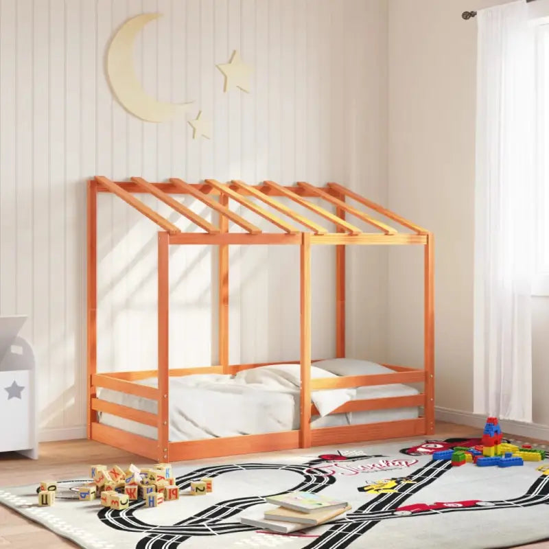 Kinderbed van massief grenenhout voor duurzaamheid en ruimtebesparing - Wasbruin / 80 x 160 cm - Bedden & bedframes