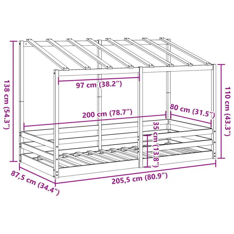 Kinderbed van massief grenenhout voor duurzaamheid en ruimtebesparing - Bedden & bedframes
