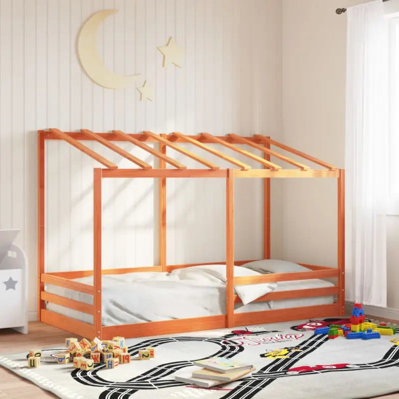 Kinderbed van massief grenenhout voor duurzaamheid en ruimtebesparing - Wasbruin / 80 x 200 cm - Bedden & bedframes
