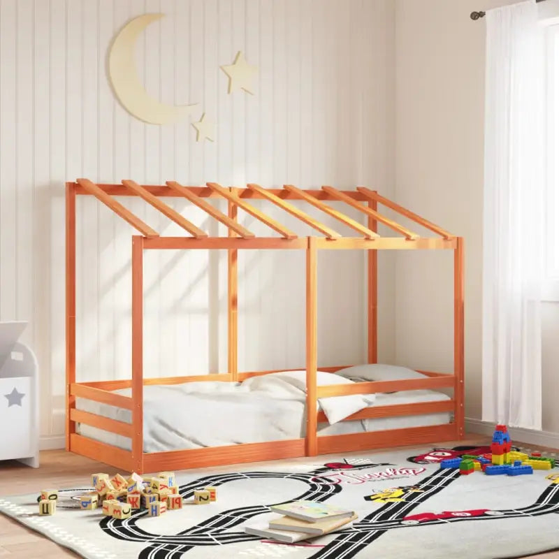 Kinderbed van massief grenenhout voor duurzaamheid en ruimtebesparing - Wasbruin / 75 x 190 cm - Bedden & bedframes