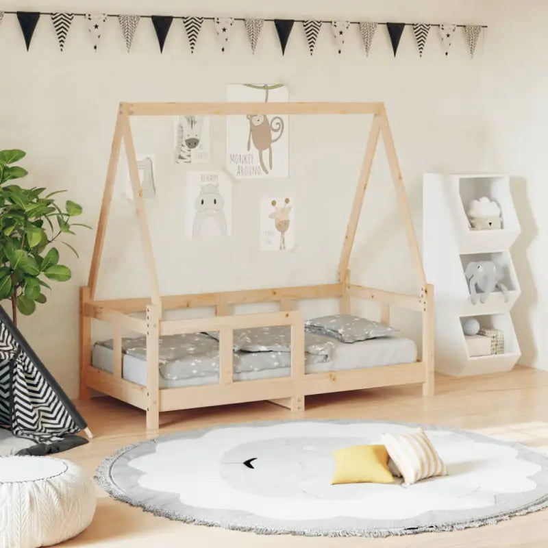 Kinderbed van massief grenenhout voor een plezierige slaapkamer - Naturel / 70 x 140 cm - Peuter- & kinderbedden