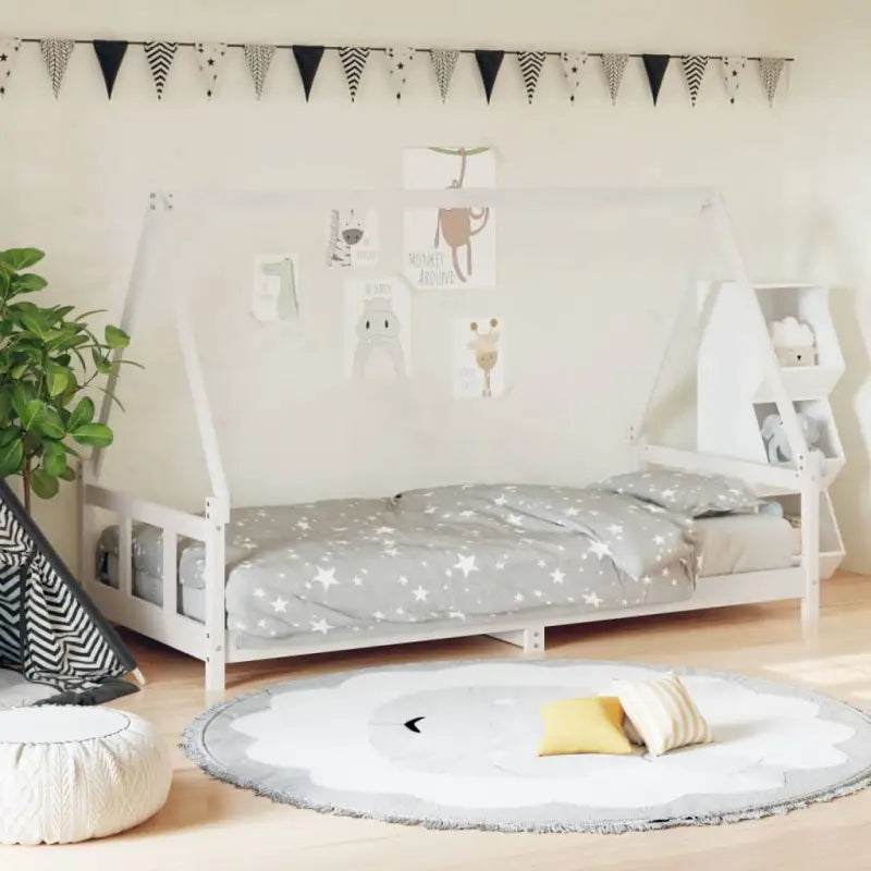 Kinderbed van massief grenenhout voor een plezierige slaapkamer - Wit / 90 x 200 cm - Peuter- & kinderbedden