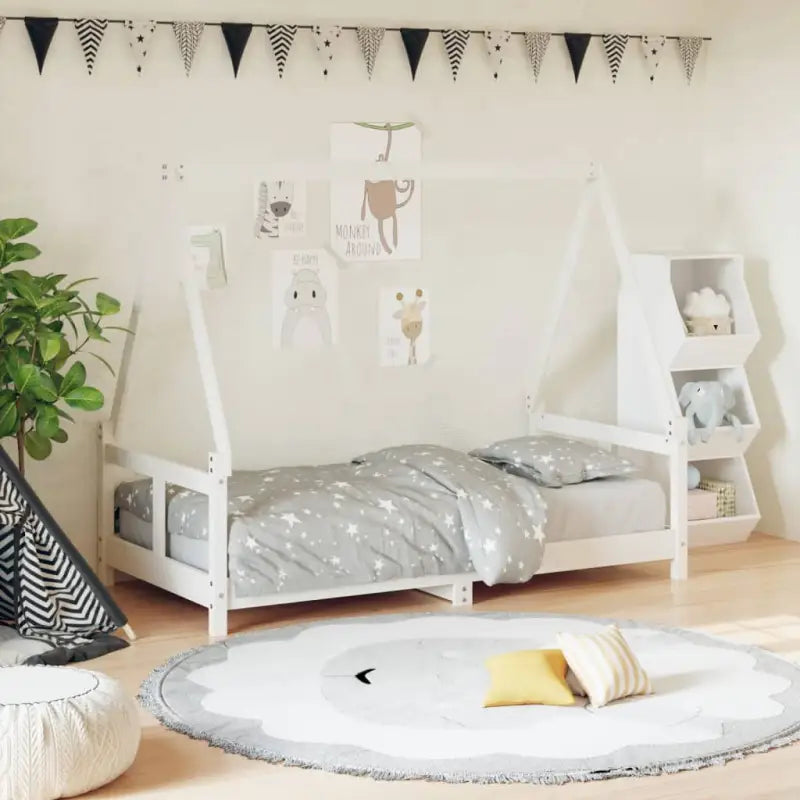 Kinderbed van massief grenenhout voor een plezierige slaapkamer - Wit / 80 x 160 cm - Peuter- & kinderbedden