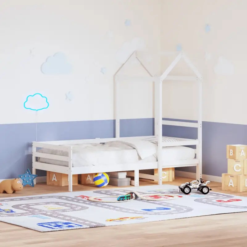 Kinderbedhuisje met open zijdeur in massief grenenhout - Wit / 108 x 70 x 176.5 cm - Accessoires voor bedden