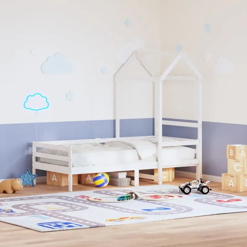 Kinderbedhuisje met open zijdeur in massief grenenhout - Wit / 98 x 70 x 176.5 cm - Accessoires voor bedden
