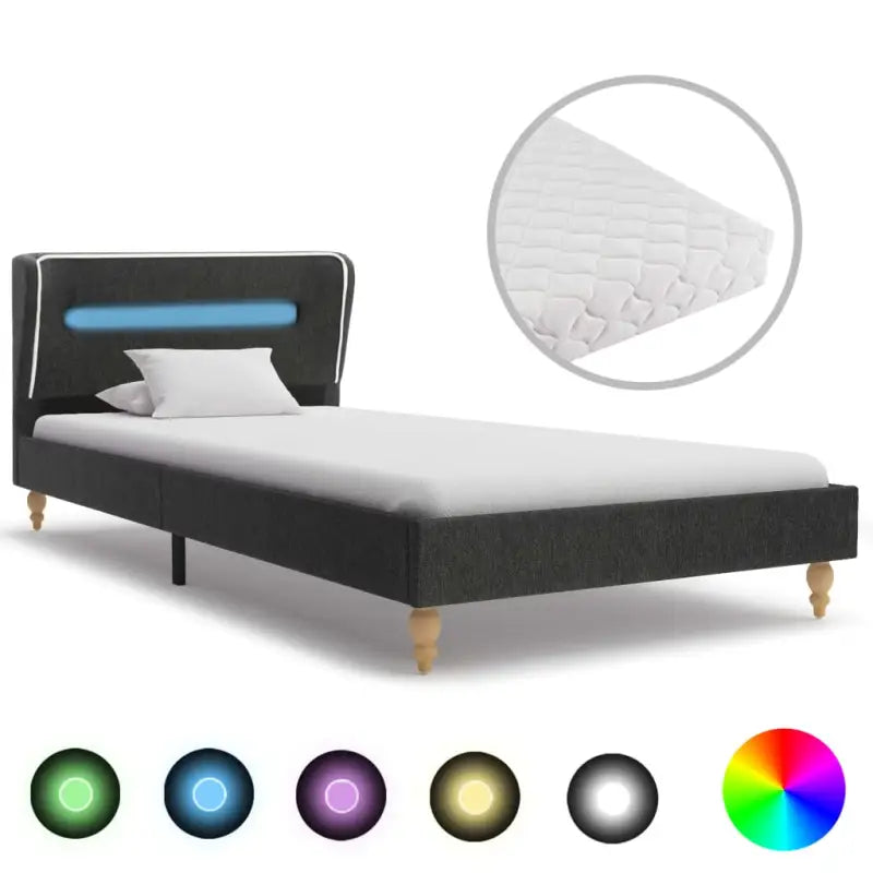 Klassiek bedframe met LED-verlichting en massief houten poten - 90 x 200 cm - Bedden & bedframes