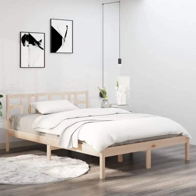 Klassiek bedframe met massief grenenhout en multiplex lattenbodem - Naturel / 140 x 200 cm - Bedden & bedframes