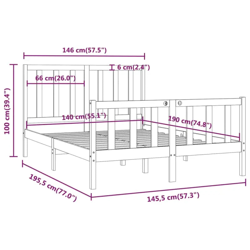 Klassiek bedframe met massief grenenhout en multiplex lattenbodem - Bedden & bedframes