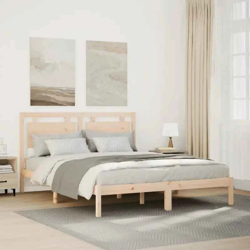 Klassiek bedframe met multiplex lattenbodem en massief grenenhout