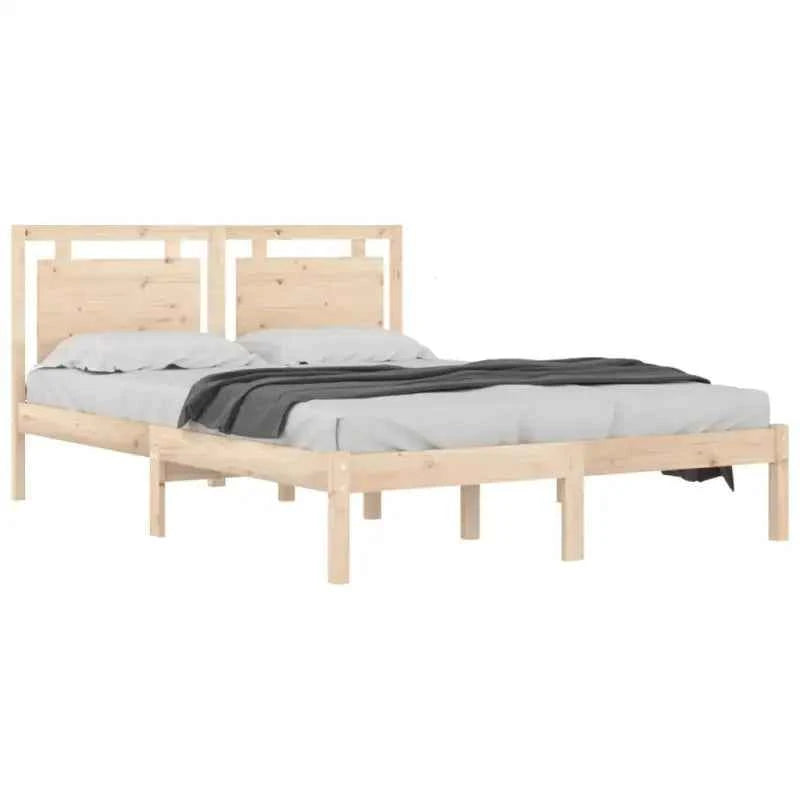 Klassiek bedframe met multiplex lattenbodem en massief grenenhout