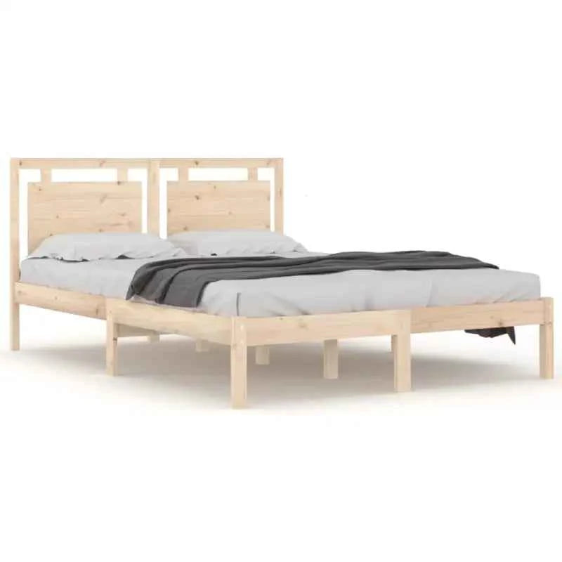 Klassiek bedframe met multiplex lattenbodem en massief grenenhout