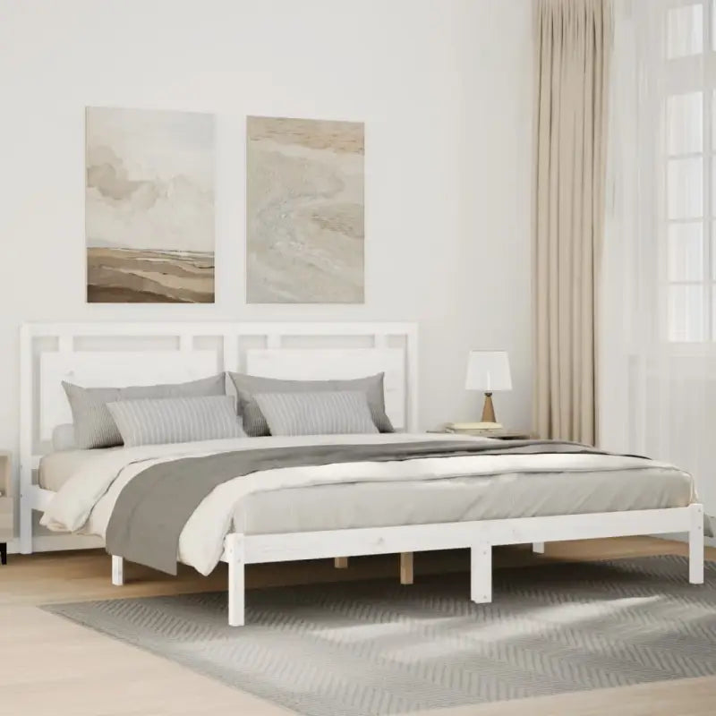 Klassiek bedframe met multiplex lattenbodem en massief grenenhout - Wit / 200 x 220 cm - Bedden & bedframes