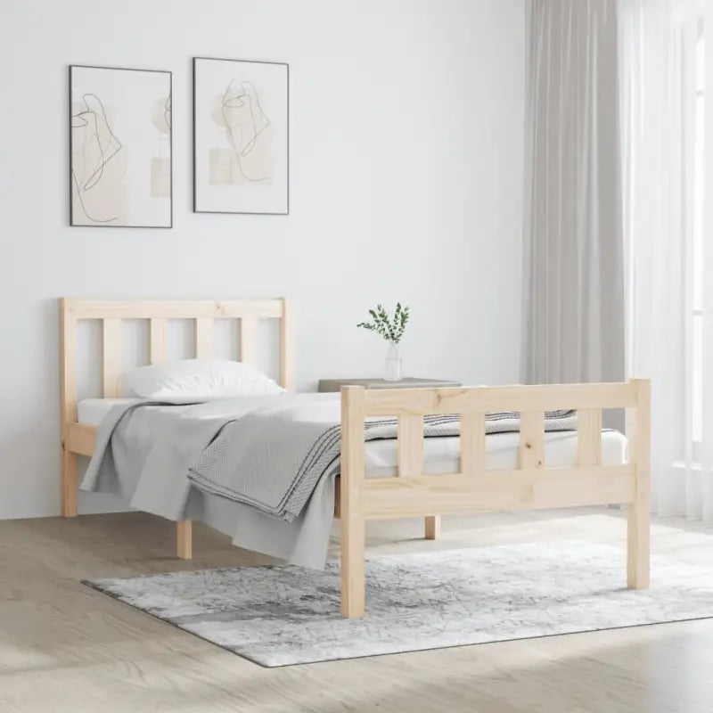 Klassiek bedframe van massief grenenhout voor een tijdloze slaapkamer uitstraling - Naturel / 90 x 190 cm - Bedden &