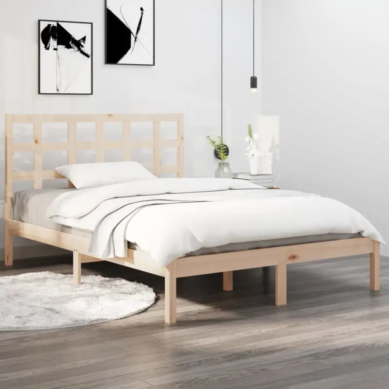 Klassiek bedframe van massief grenenhout voor een tijdloze slaapkamer uitstraling - Naturel / 140 x 200 cm - Bedden &