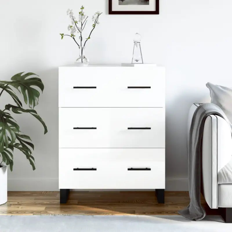 Klassiek dressoir met bewerkt hout en metalen pootjes voor een tijdloze look - Hoogglans wit / 1 - Dressoirs &