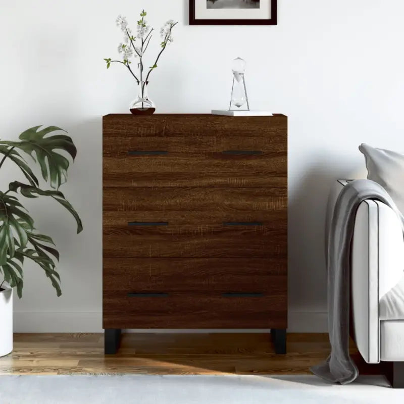 Klassiek dressoir met bewerkt hout en metalen pootjes voor een tijdloze look - Bruineiken / 1 - Dressoirs & buffetkasten