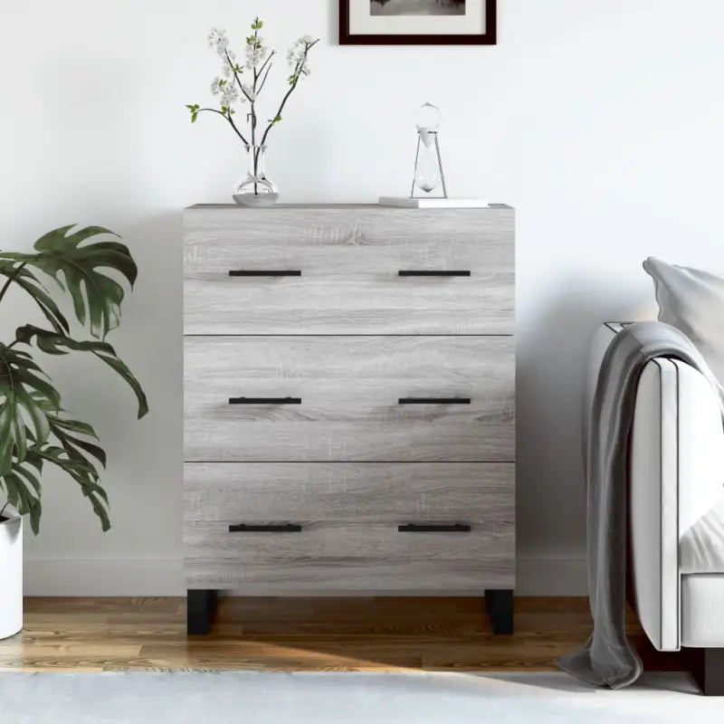 Klassiek dressoir met bewerkt hout en metalen pootjes voor een tijdloze look - Grijs sonoma / 1 - Dressoirs &