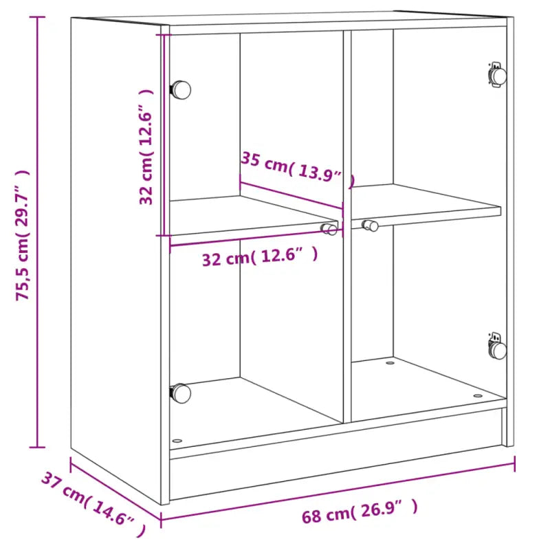 Klassiek dressoir met glazen deuren van duurzaam bewerkt hout - Dressoirs & buffetkasten