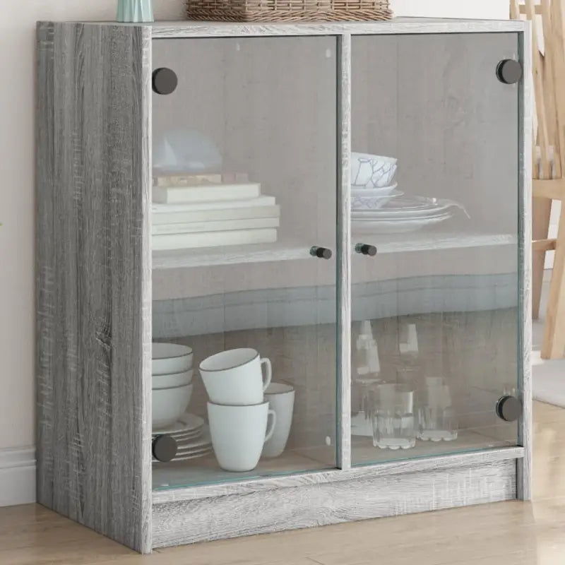 Klassiek dressoir met glazen deuren van duurzaam bewerkt hout - Grijs sonoma / 1 - Dressoirs & buffetkasten