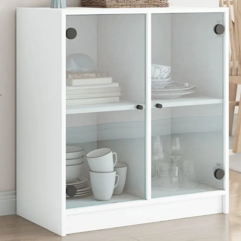 Klassiek dressoir met glazen deuren van duurzaam bewerkt hout - Wit / 1 - Dressoirs & buffetkasten