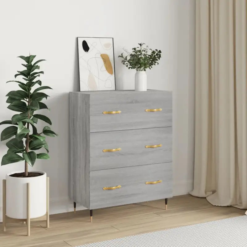 Klassiek dressoir met metalen pootjes in grijs Sonoma van bewerkt hout - Grijs sonoma / 1 - Dressoirs & buffetkasten