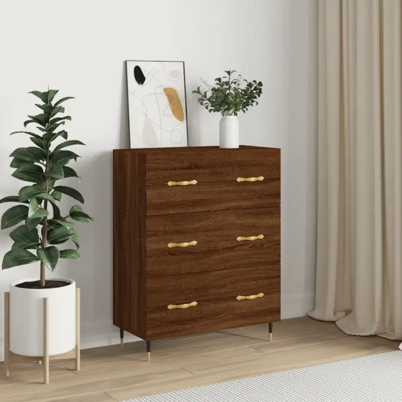 Klassiek dressoir met metalen pootjes in grijs Sonoma van bewerkt hout - Bruineiken / 1 - Dressoirs & buffetkasten