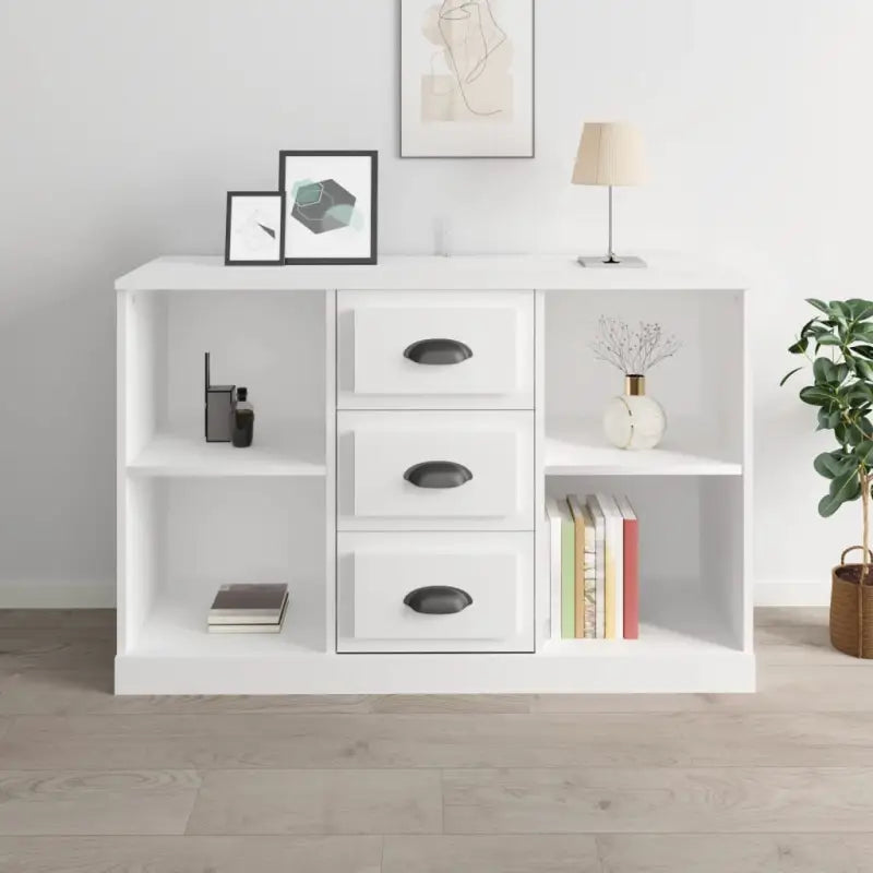 Klassiek dressoir van bewerkt hout met een tijdloze uitstraling - Hoogglans wit / 1 - Dressoirs & buffetkasten