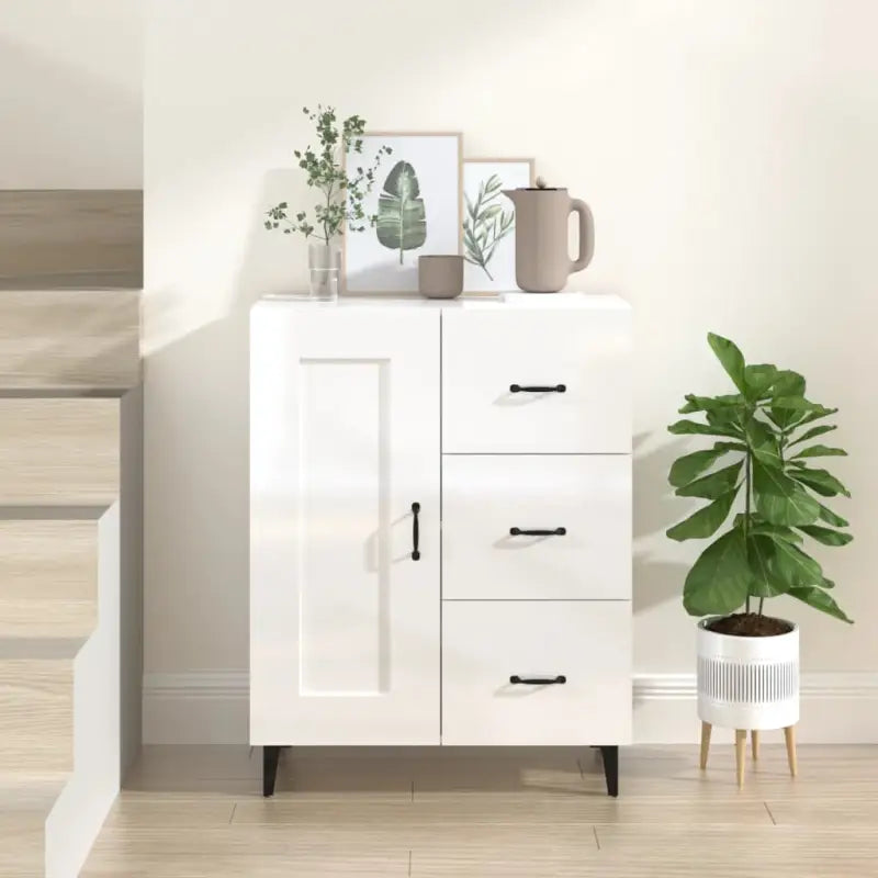 Klassiek dressoir van bewerkt hout met elegante uitstraling - Hoogglans wit / 1 - Dressoirs & buffetkasten