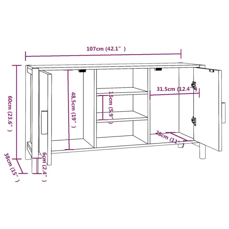 Klassiek dressoir van bewerkt hout met houten poot voor stijl en duurzaamheid - Dressoirs & buffetkasten
