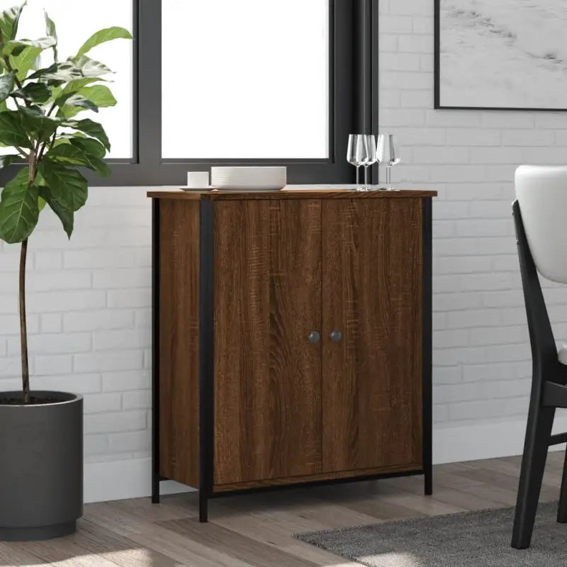 Klassiek dressoir van bewerkt hout met stevig blad en verstelbare poten - bruin eikenkleur / 1 - Dressoirs &