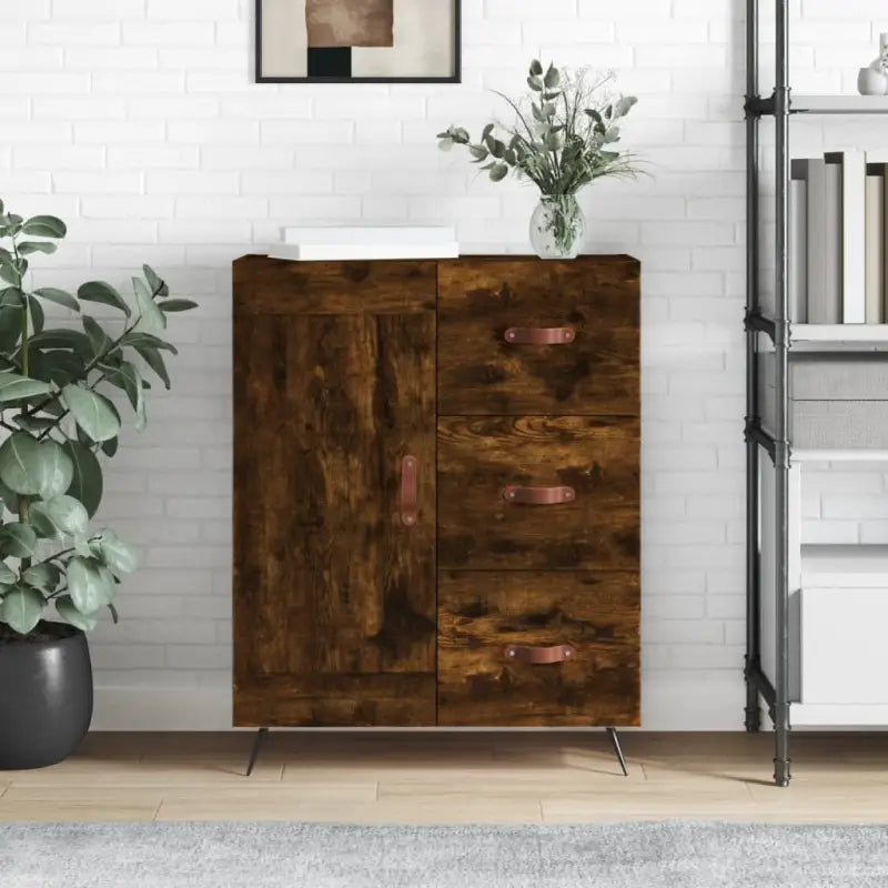 Klassiek dressoir van bewerkt hout met tijdloze uitstraling - Gerookt eiken / 1 - Dressoirs & buffetkasten