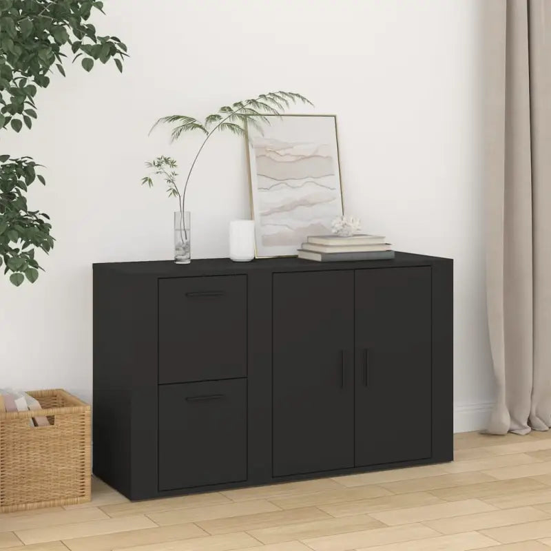 Klassiek dressoir van bewerkt hout met tijdloze uitstraling - Zwart / 1 - Dressoirs & buffetkasten