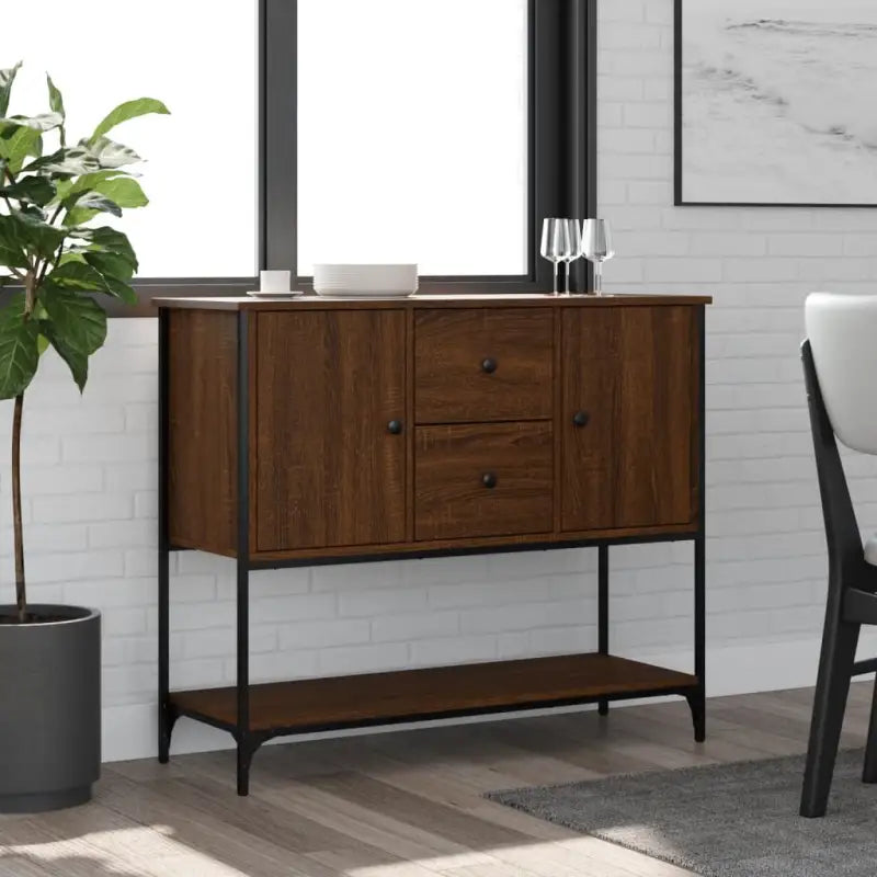 Klassiek dressoir van bewerkt hout met verstelbare poten - bruin eikenkleur / 1 - Dressoirs & buffetkasten