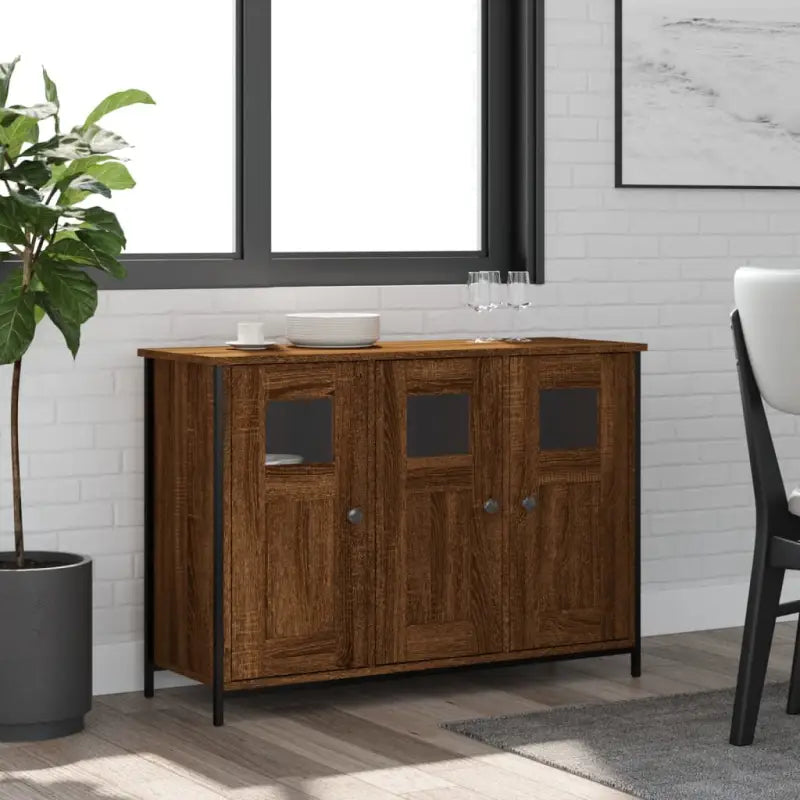 Klassiek dressoir van bewerkt hout met verstelbare poten - bruin eikenkleur / 1 - Dressoirs & buffetkasten