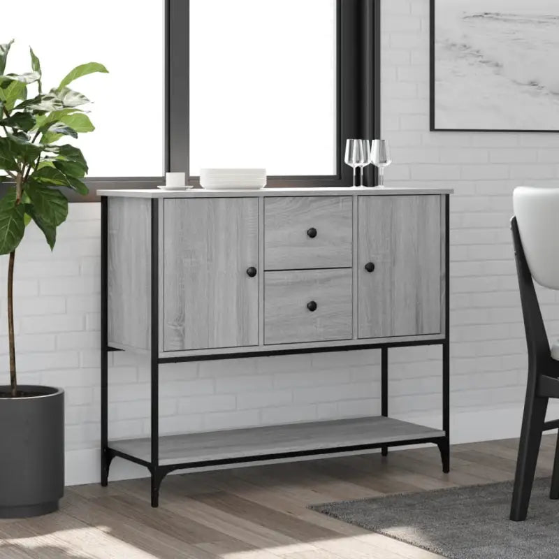 Klassiek dressoir van bewerkt hout met verstelbare poten - Grijs sonoma / 1 - Dressoirs & buffetkasten