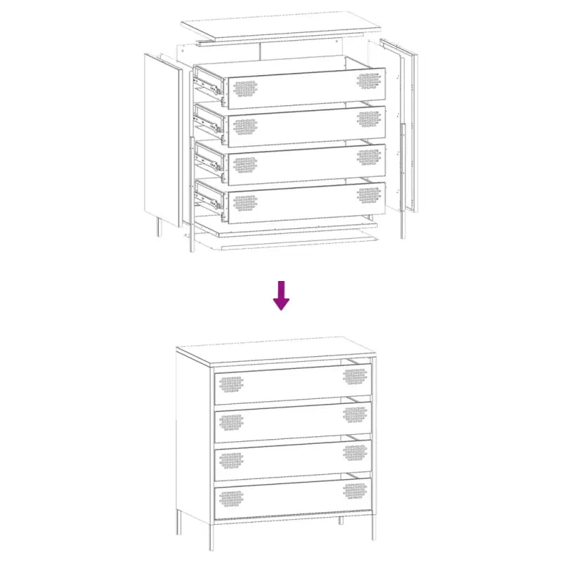 Klassiek dressoir van koudgewalst staal voor huis en kantoor - Dressoirs & buffetkasten