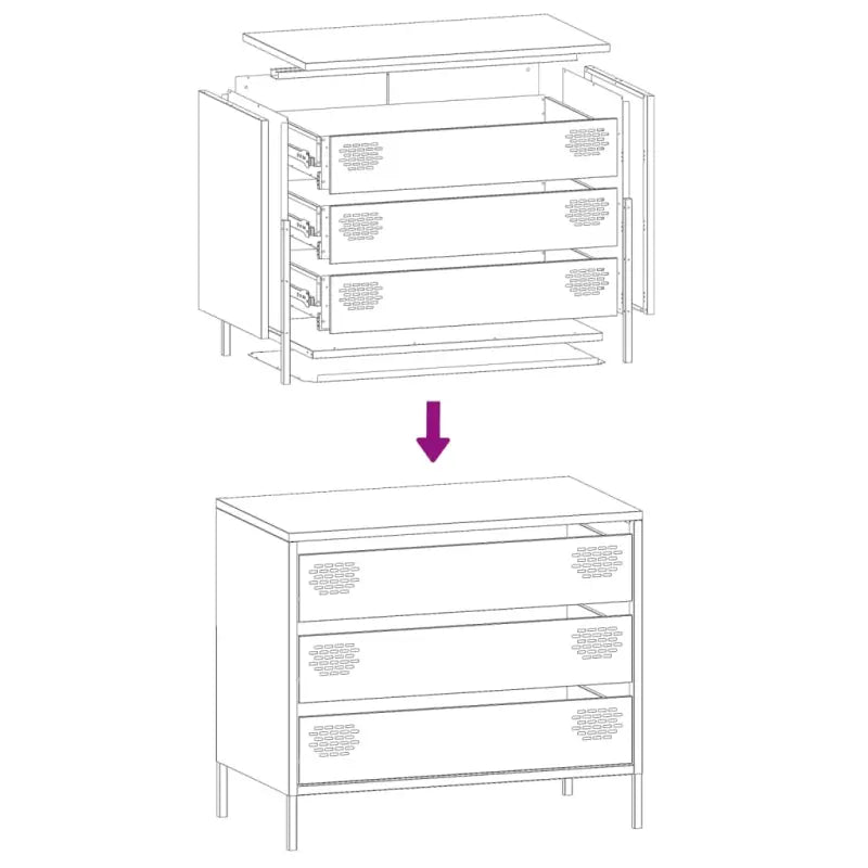 Klassiek dressoir van koudgewalst staal voor huis en kantoor - Dressoirs & buffetkasten