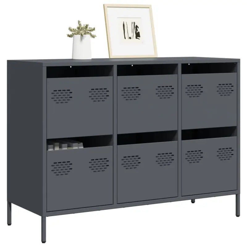 Klassiek dressoir van koudgewalst staal voor huis en kantoor - Antraciet / 1 / 101.5 cm - Dressoirs & buffetkasten