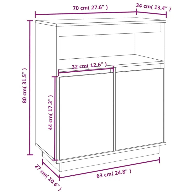 Klassiek dressoir van massief grenenhout met rustieke uitstraling - Dressoirs & buffetkasten