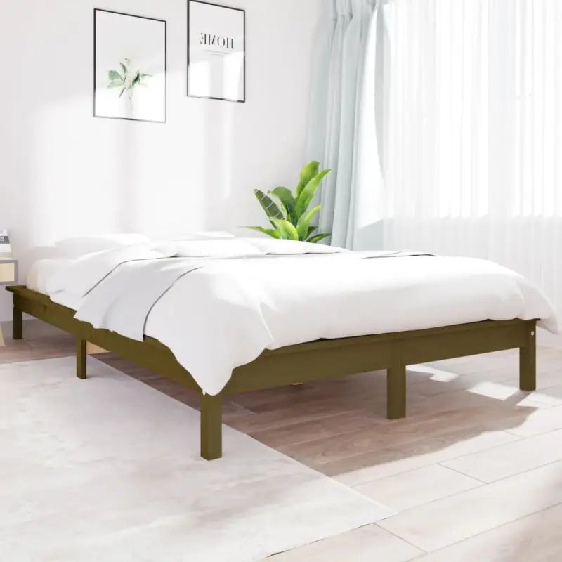 Klassiek houten bed met massief grenenhout voor een moderne slaapkamer - Honingbruin / 150 x 200 cm - Bedden & bedframes