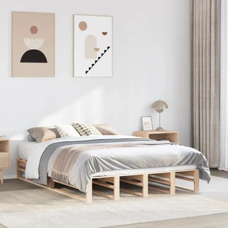 Klassiek houten bed met massief grenenhout voor een moderne slaapkamer - Naturel / 160 x 200 cm - Bedden & bedframes