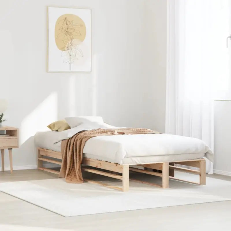 Klassiek houten bed met massief grenenhout voor een moderne slaapkamer - Naturel / 90 x 190 cm - Bedden & bedframes