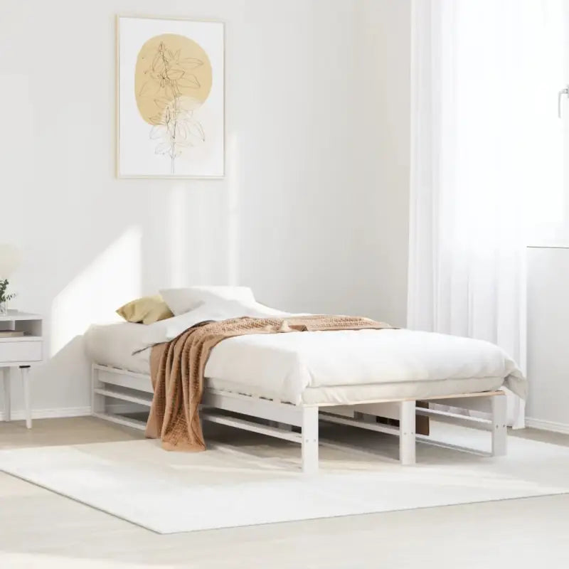 Klassiek houten bed met massief grenenhout voor een moderne slaapkamer - Wit / 90 x 200 cm - Bedden & bedframes